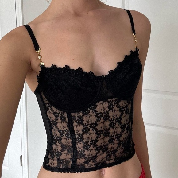 Tops - Vintage black lace corset top